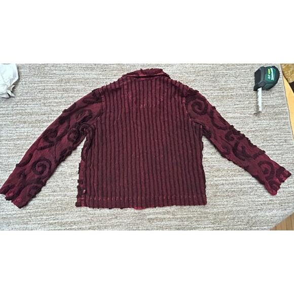 Produce Company Red Acid Wash 100% Cotton Embroidered Shirt Shacket Size S - Picture 2 of 7